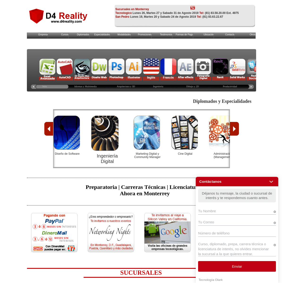 D4 Reality | Cursos Presenciales en todo México, Excel, Autocad, 3d, Web, Photoshop, Inglés. 