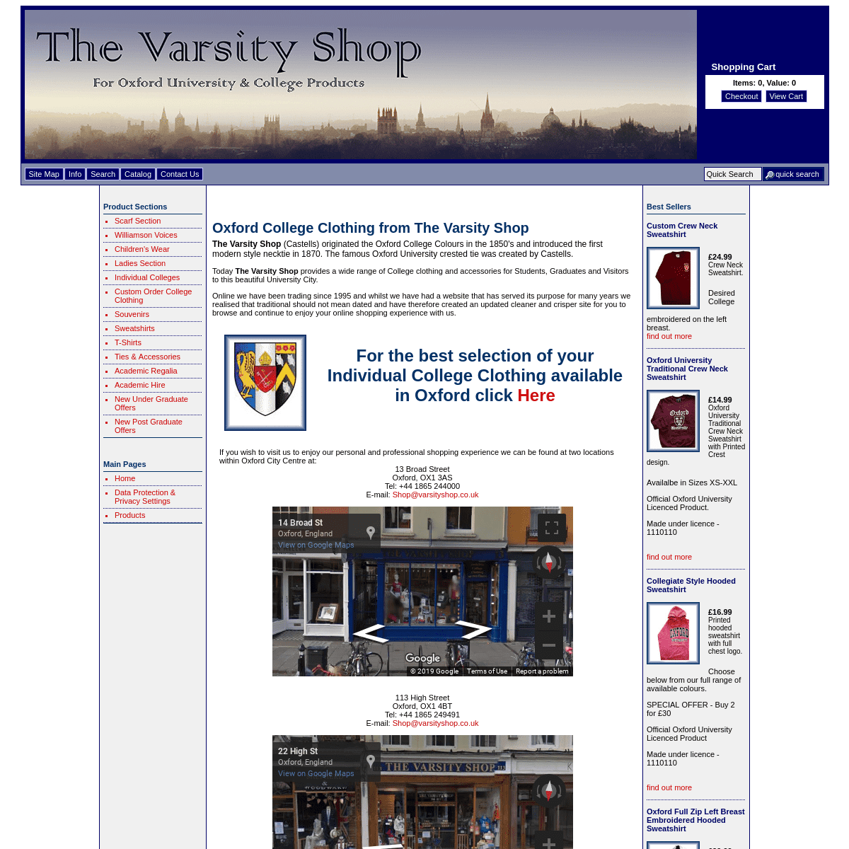 Oxford College Clothing, Oxford | The Varsity Shop
