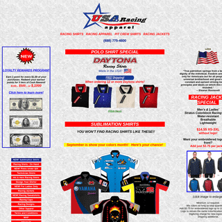 USA Racing Apparel; Racing Apparel and Pit Crew Shirts