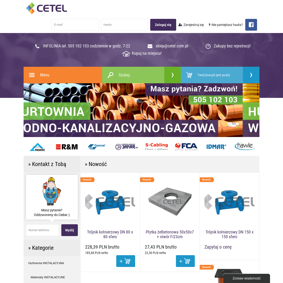 Hurtownia Instalacyjna CETEL  - Dostawa cały kraj !