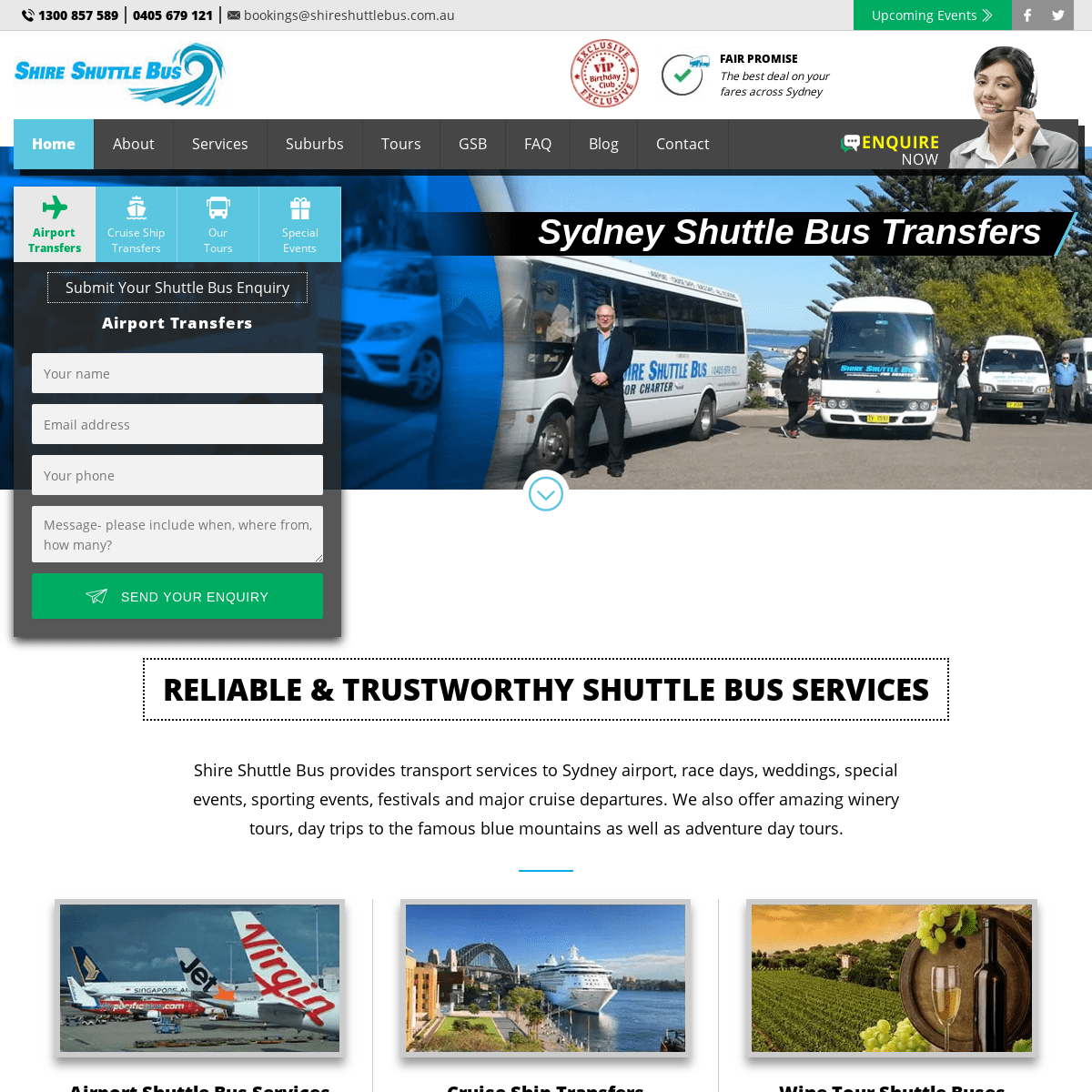 Sydney Airport & Cruise Ship Shuttle Bus Transfers & Day Tours | Shire Shuttle Bus