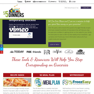 $5 Dinners | Recipes, Meal Plans, Coupons – Feeding the Family for $5 or Less