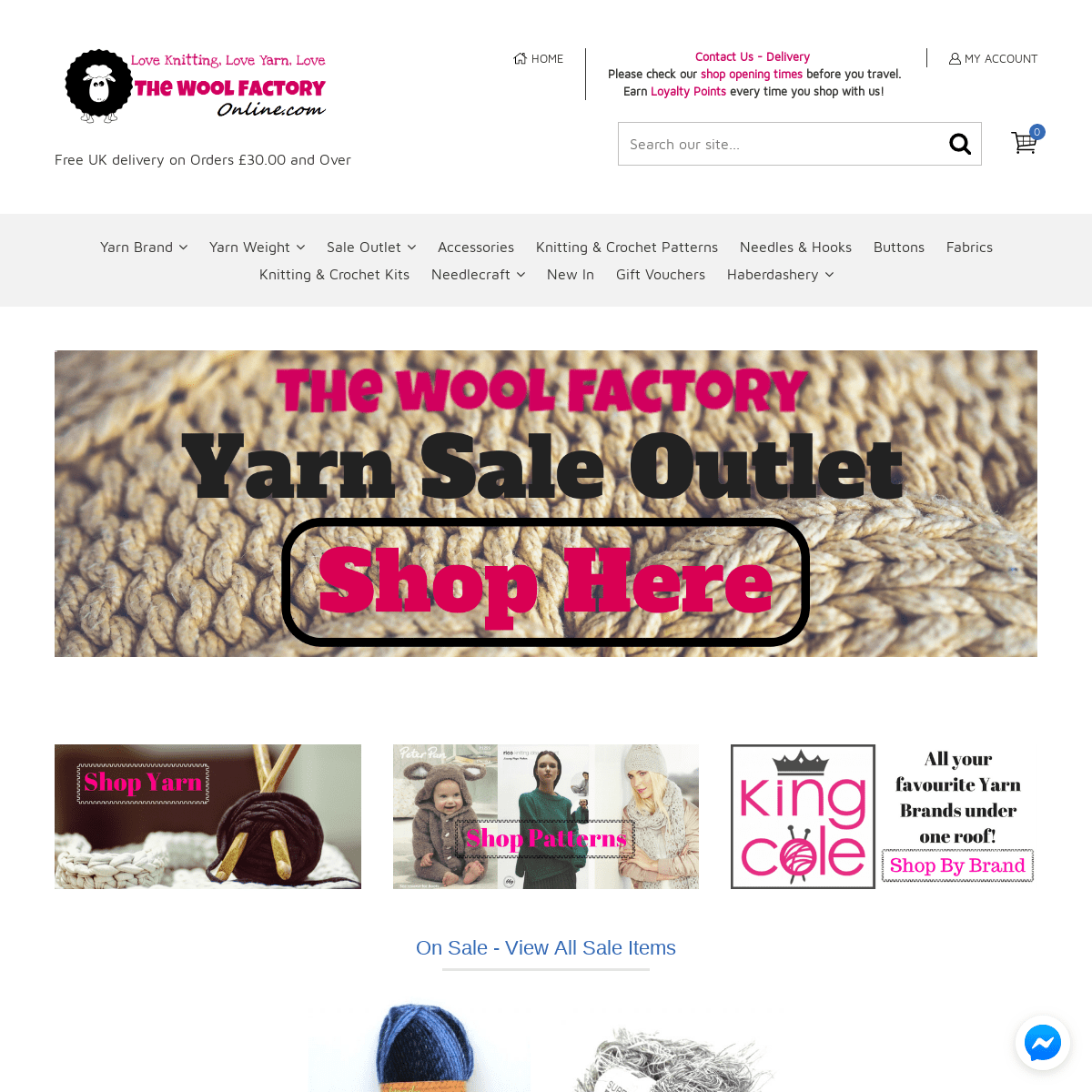The Wool Factory Online - Knitting Wool & Knitting Yarns - Patterns - Needles, Buttons & Accessories