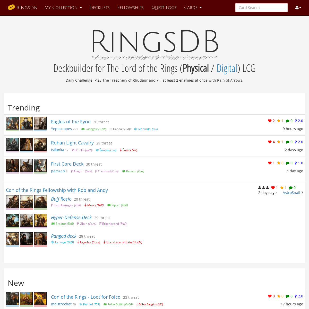 The Lord of the Rings: The Card Game Deckbuilder · RingsDB
