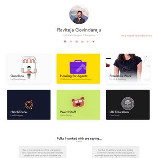 Raviteja Govindaraju | User Experience Designer | Bangalore