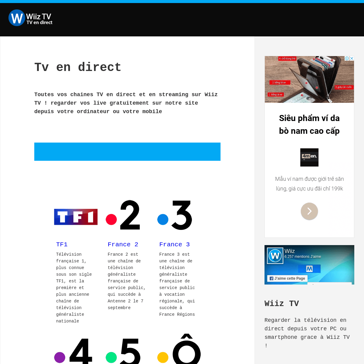 WIIZ TV : Regarder la TV en direct et en steaming - Télévision en direct