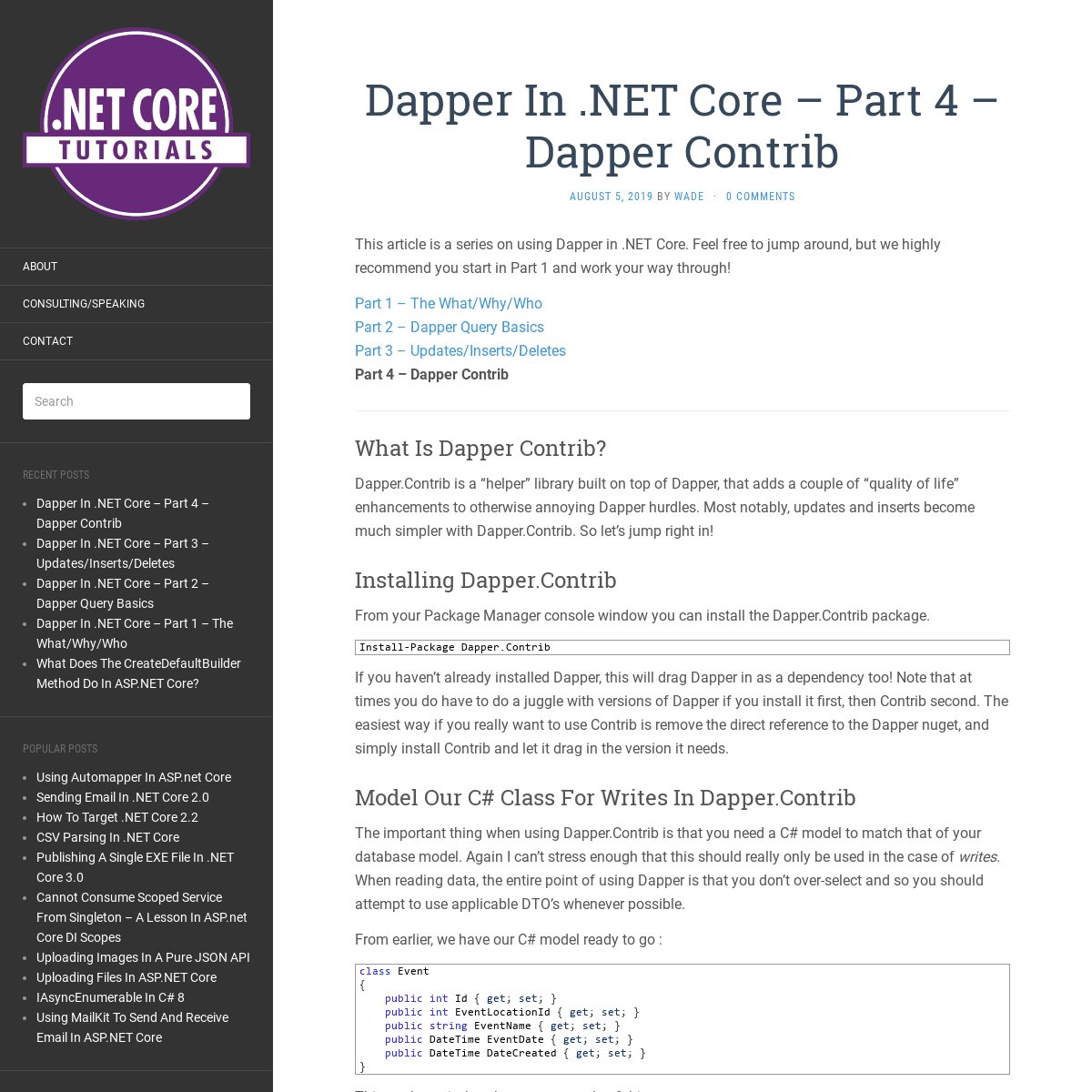.NET Core Tutorials