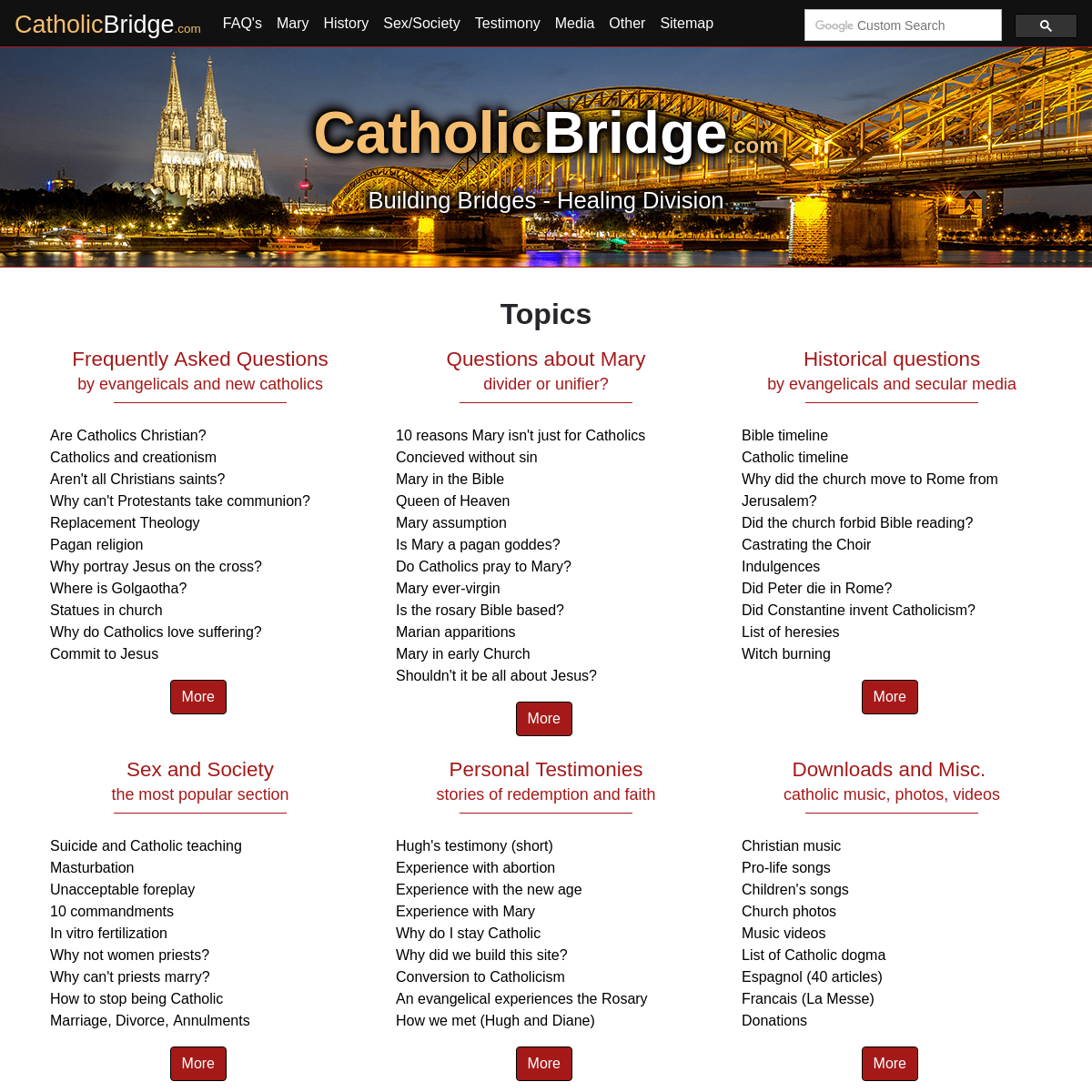 Catholic Bridge: Helping Evangelicals and Catholics understand what the Church teaches