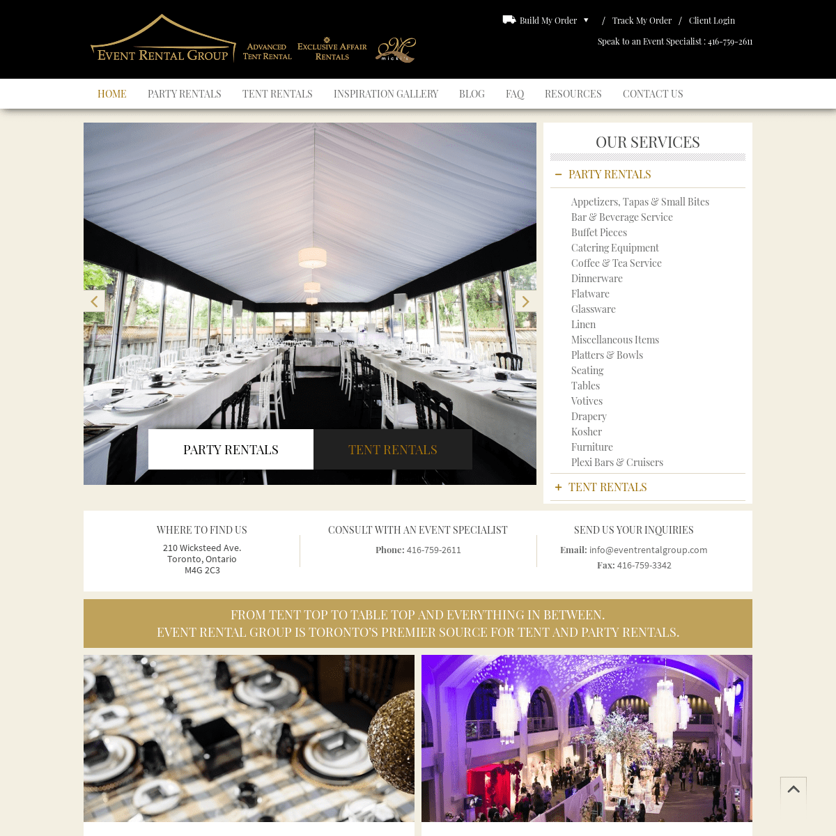 Event Rental Group | Tent, Linen and Party Rentals Toronto, GTA, Ontario