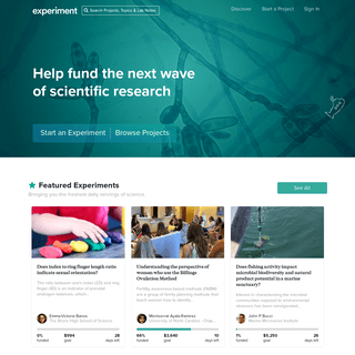 Experiment | Crowdfunding Platform for Scientific Research