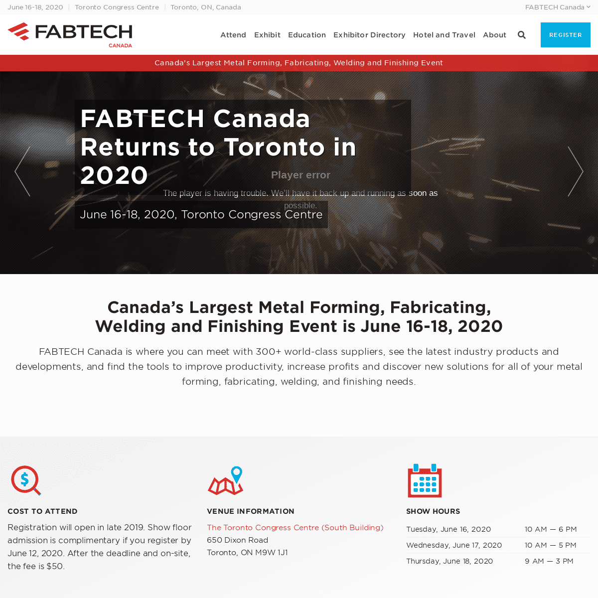 FABTECH Canada 2020 - Toronto