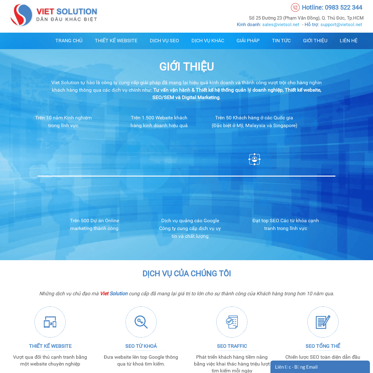 Thiết kế website chuyên nghiệp chuẩn SEO Google | Viet Solution