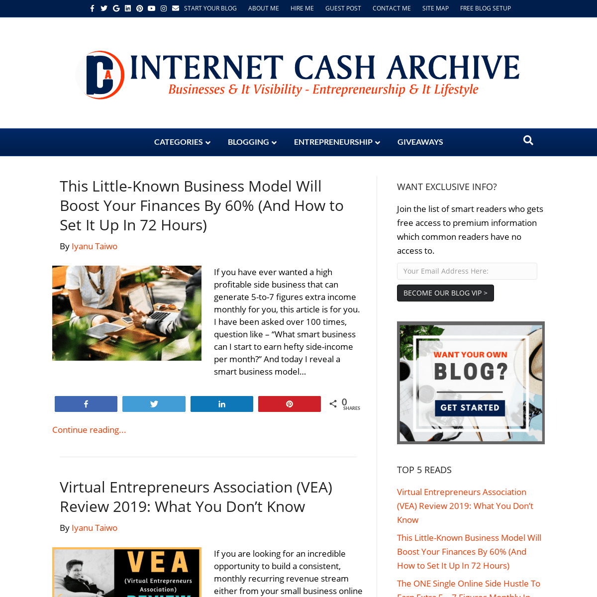 Internet Cash Archive: Helping Entrepreneurs Succeed Online