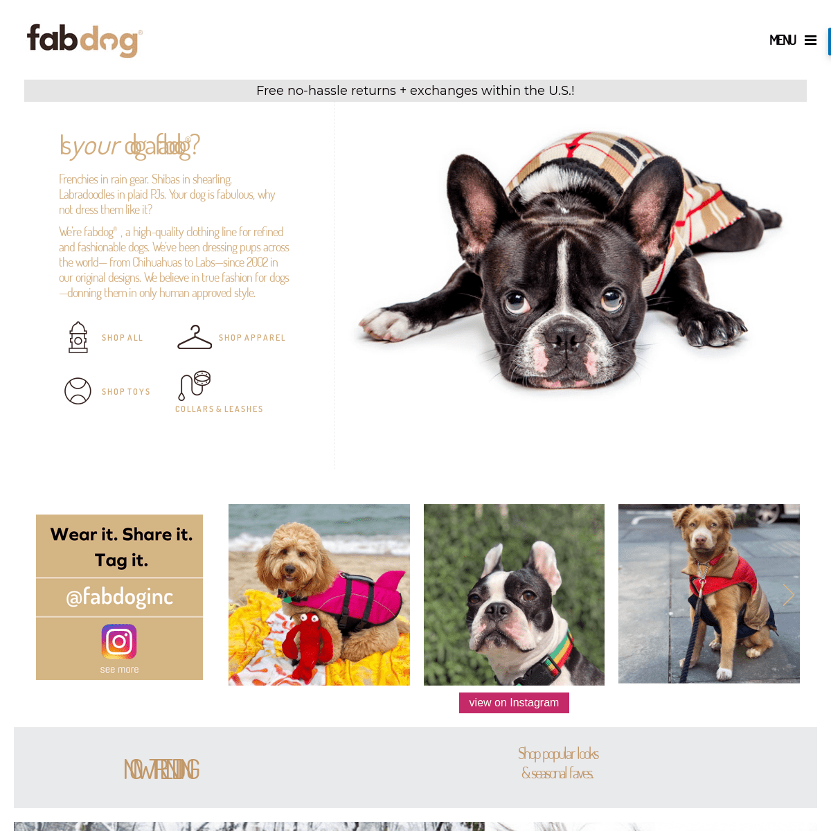High Quality Dog Clothes by fabdog® | Dog PJs Dog Coats Dog Sweaters & Collars Leashes Dog Toys Designer Dog Fashion Brand |