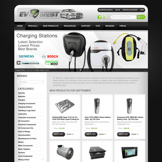EV West - Electric Vehicle Parts, Components, EVSE Charging Stations, Electric Car Conversion Kits