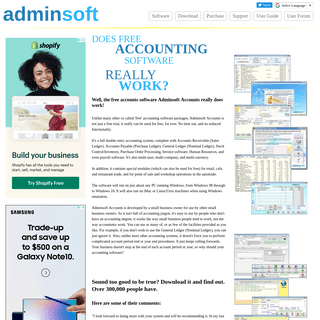 Adminsoft Accounts, Free Accounting Software