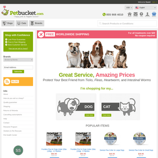Cheap flea, tick treatments, heart & intestinal worming for dogs & cats - PetBucket