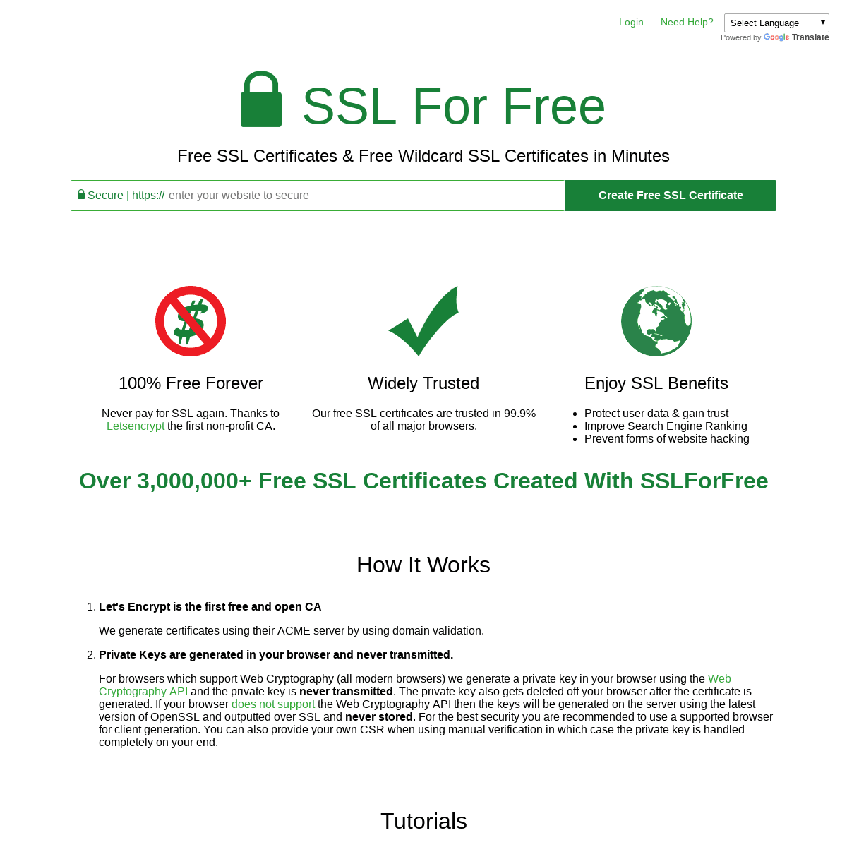 SSL For Free - Free SSL Certificates in Minutes