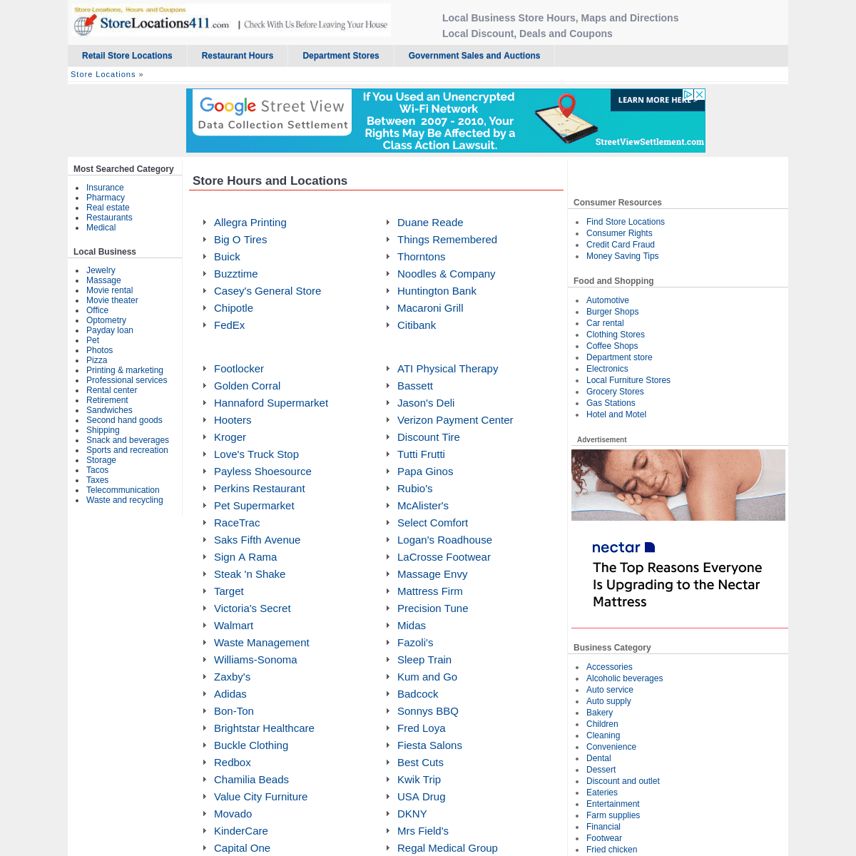 A complete backup of storelocations411.com