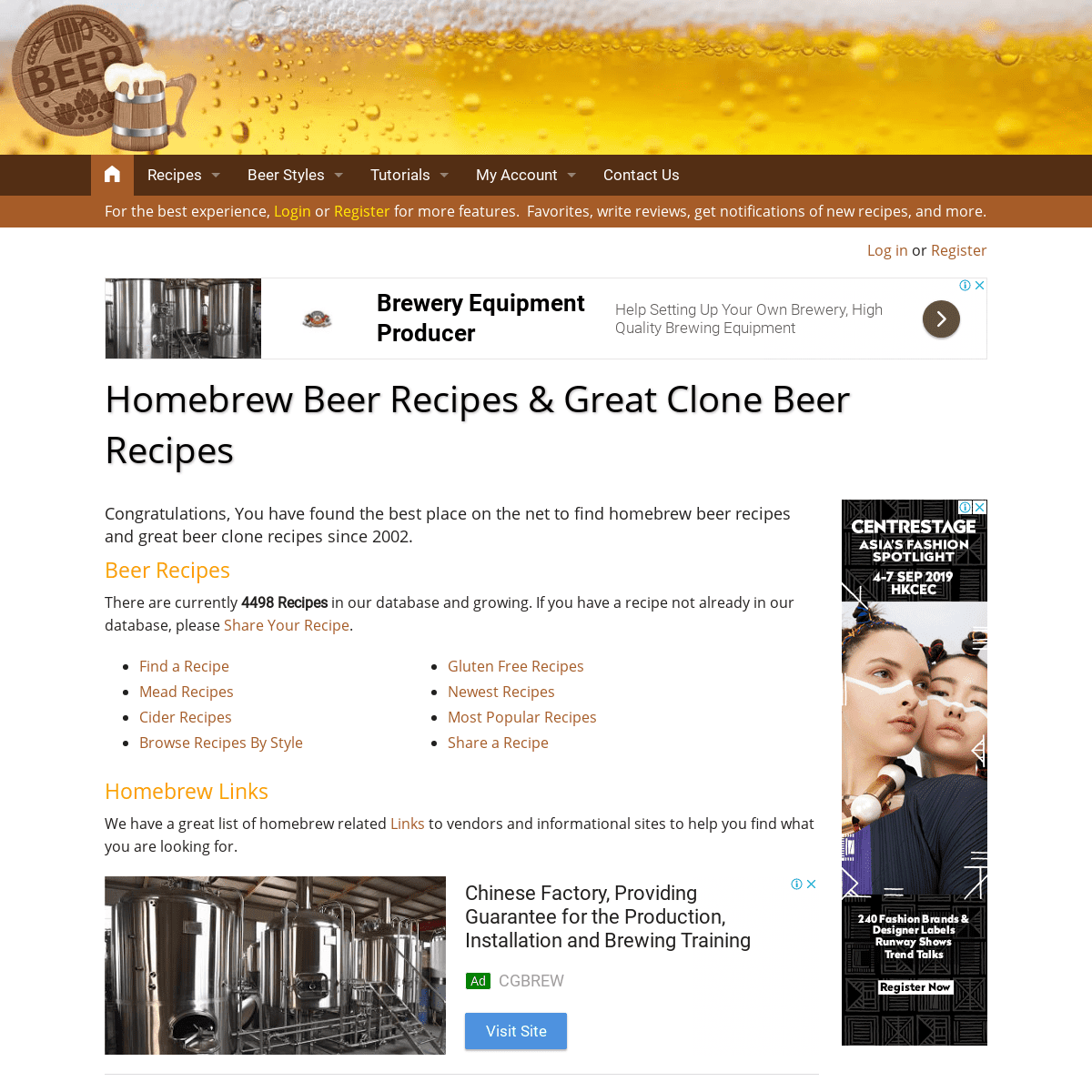 Homebrew Beer Recipes and Great Beer Clone recipes. All-Grain, Extract