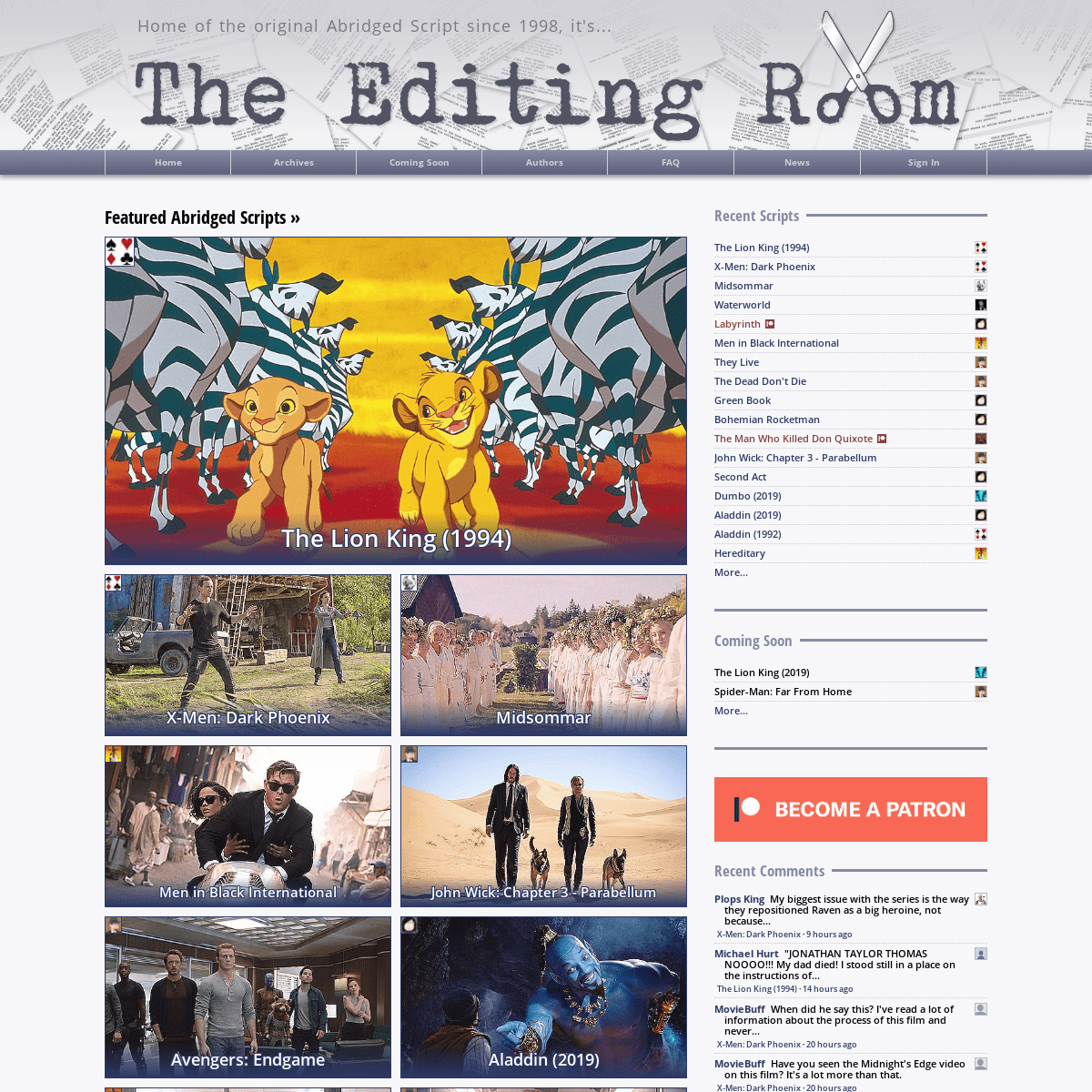 The Editing Room: Abridged Scripts for Movies