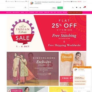 Online Shopping Store - Sarees, Suits, Lehengas, Mens Wear, Kids Wear, Jewellery at Ninecolours