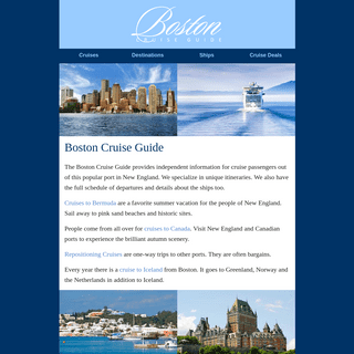 Boston Cruise Guide - cruises from Boston