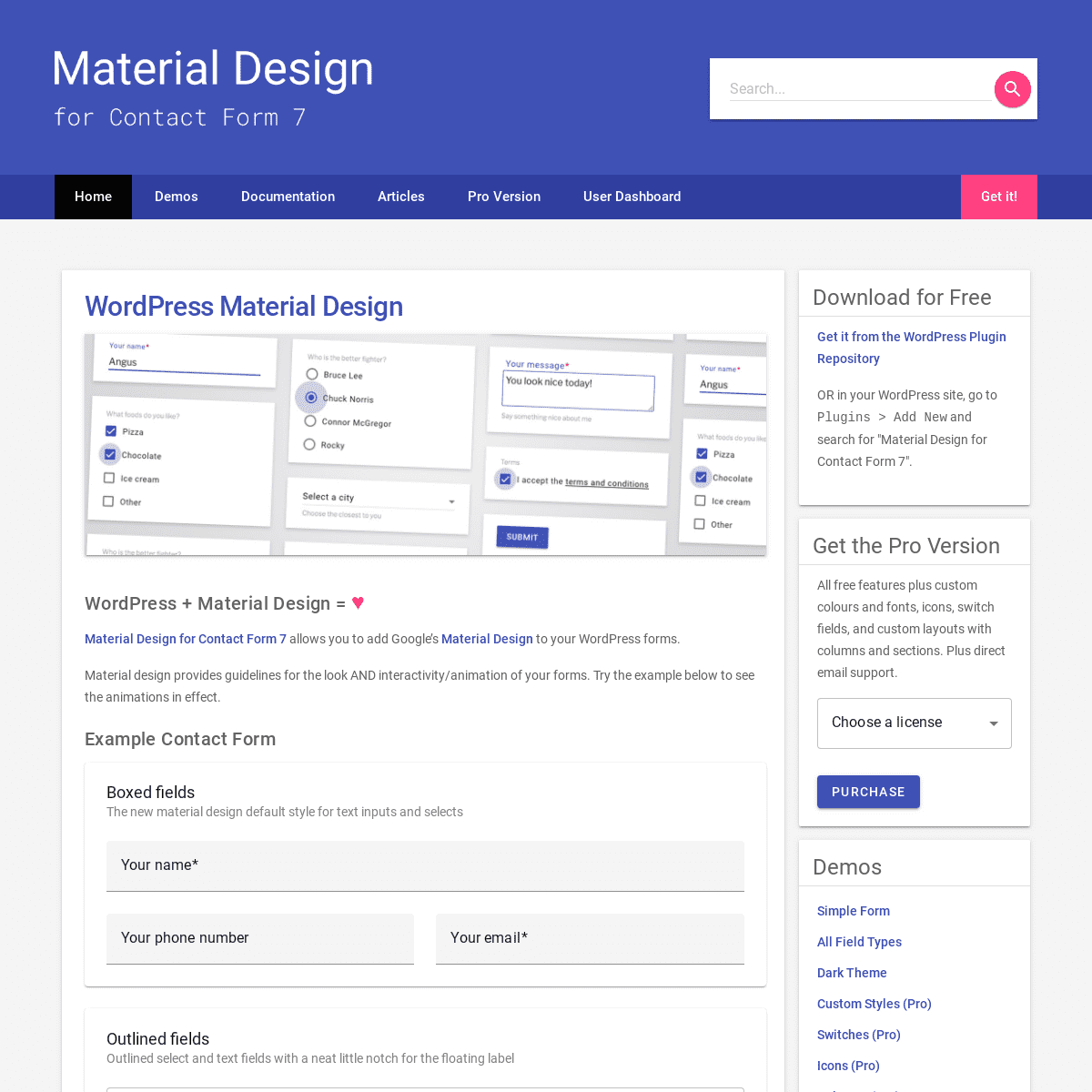 WordPress Material Design - Material Design for Contact Form 7