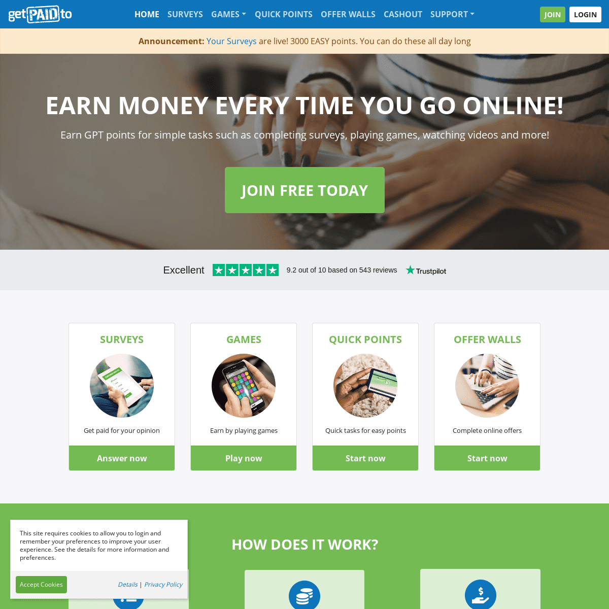 Earn money online from home | GetPaidTo