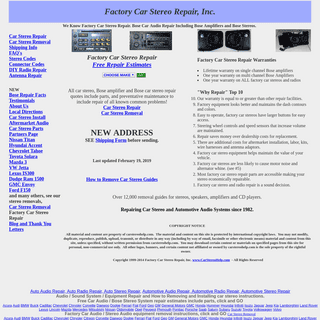Car Stereo Repair, Factory Car Stereo Repair Inc. and Bose Repair