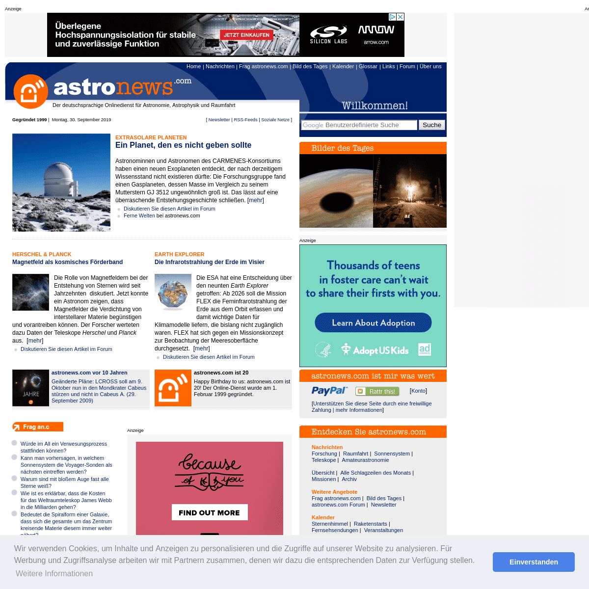 astronews.com - der deutschsprachige Onlinedienst für Astronomie, Astrophysik und Raumfahrt
