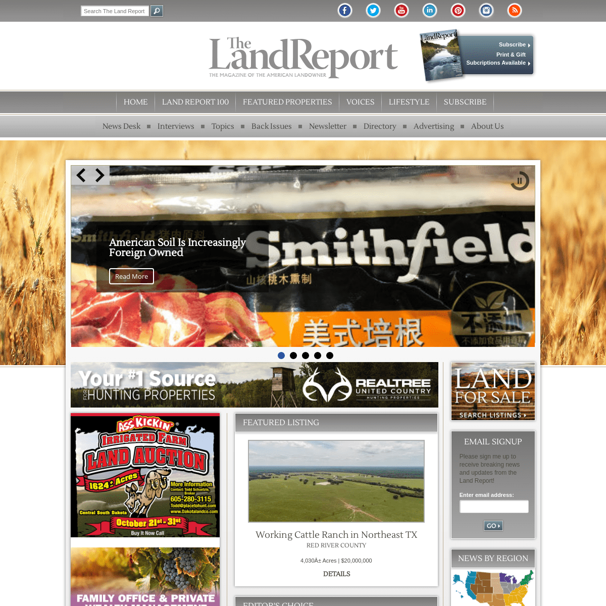 The Land Report | The Magazine of the American Landowner