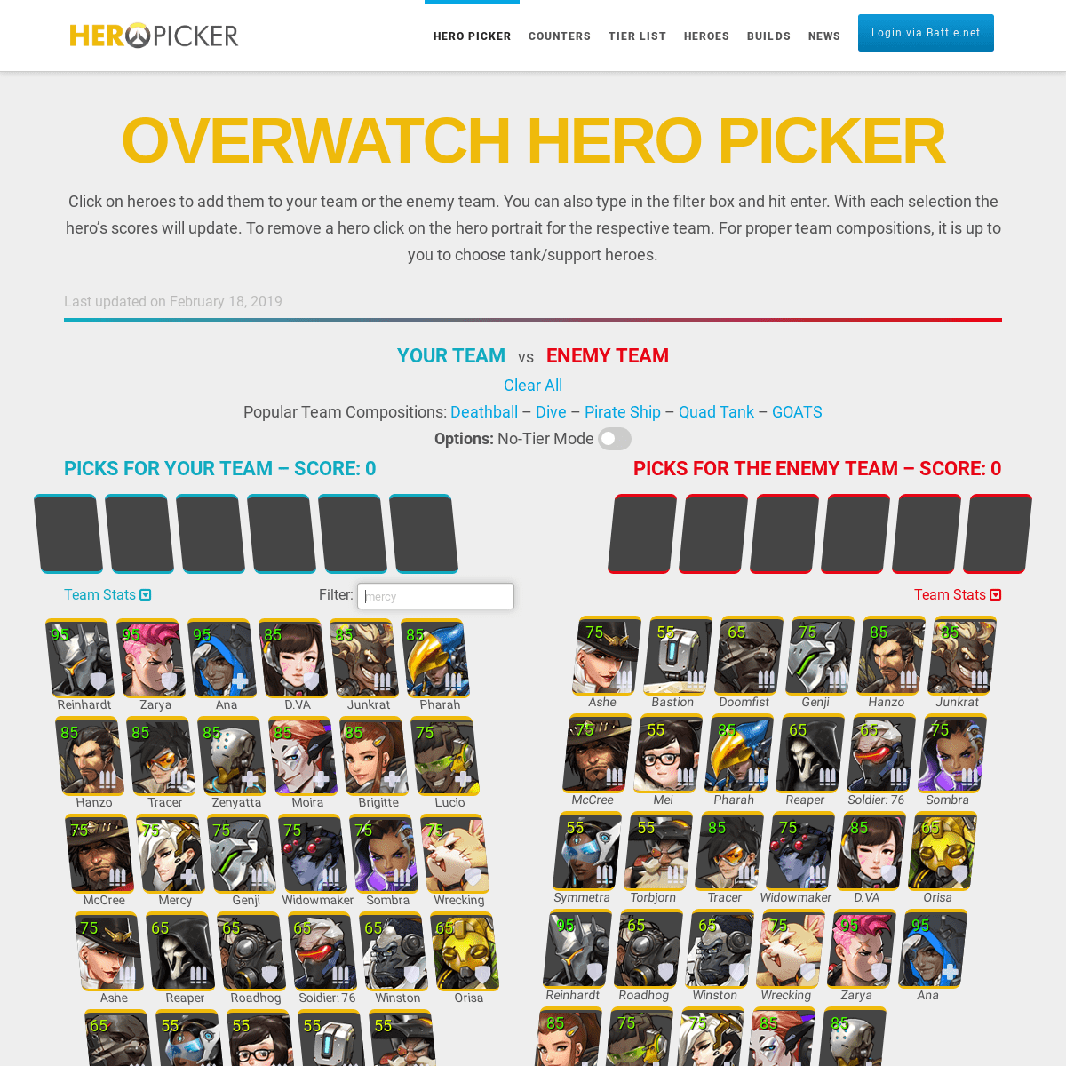 Overwatch Hero Picker - Team Composition, Hero Counters & Synergies