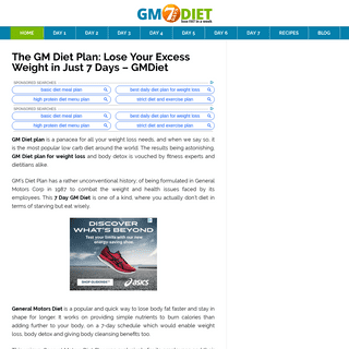 The GM Diet Plan: Lose Your Excess Weight in Just 7 Days - GMDiet