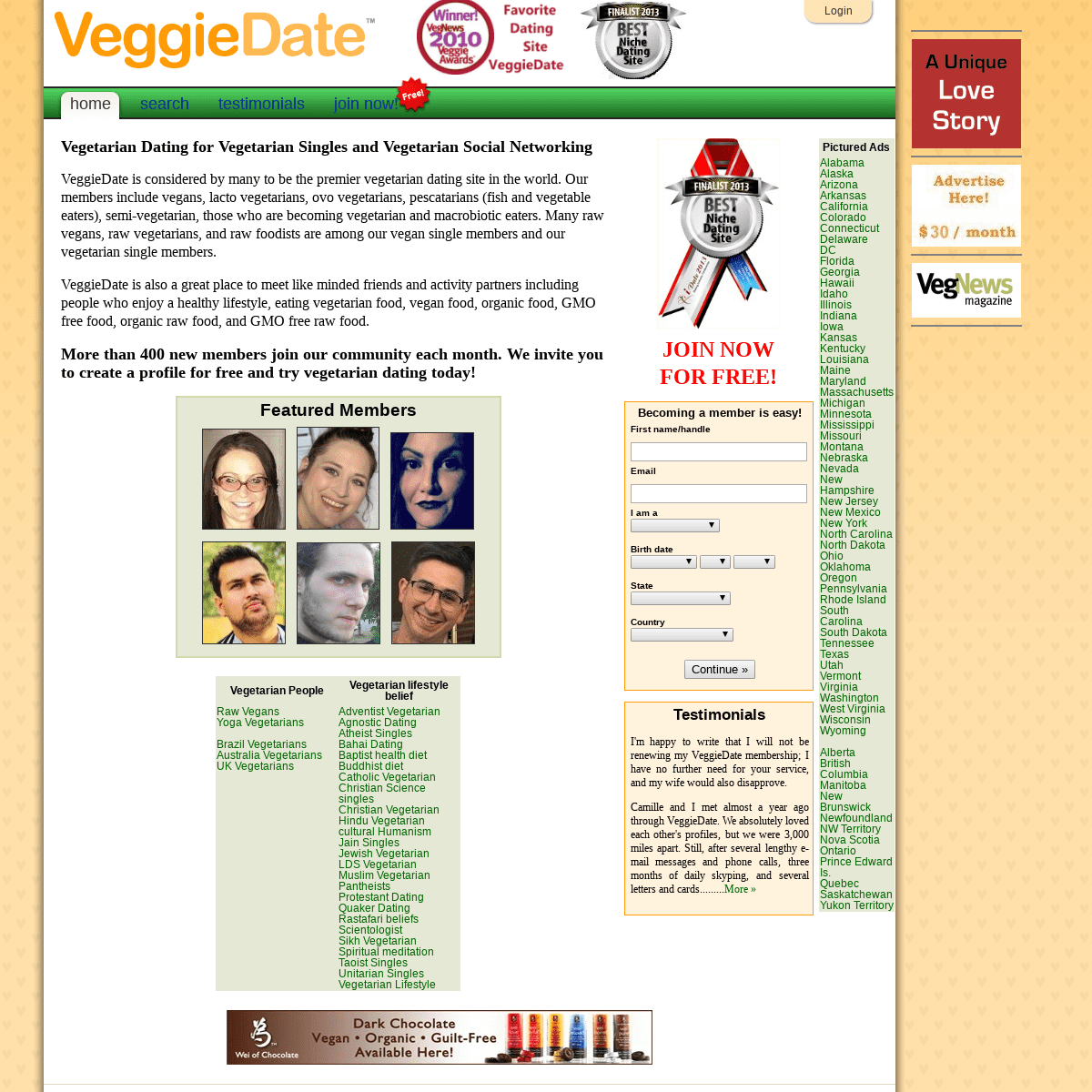  Vegetarian dating for vegetarian singles and vegan dating for vegan singles.
