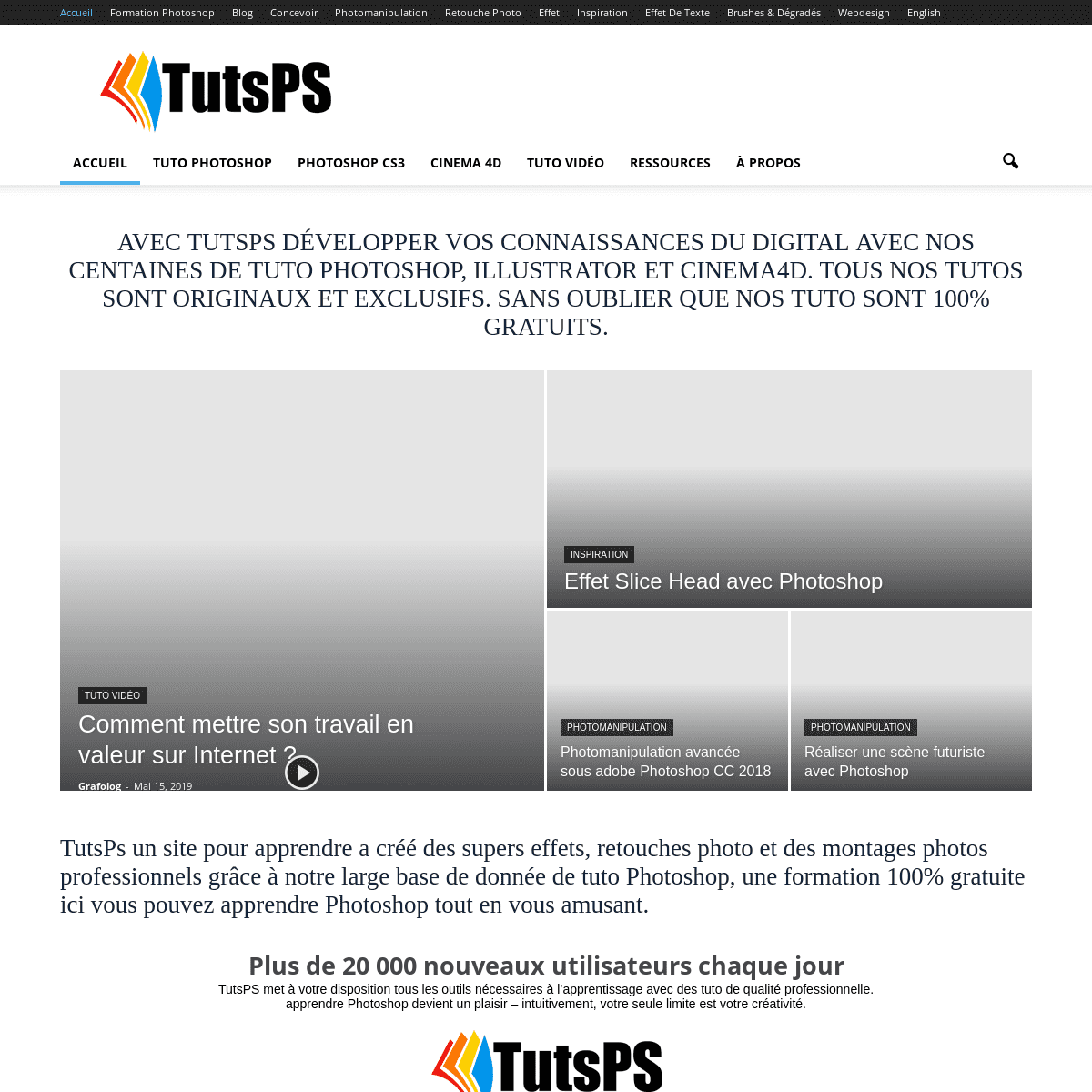 Tuto Photoshop les meilleurs tutoriaux photoshop gratuit, tuto débutant, Tuto Photoshop, illustrator et Cinema 4D - TutsPS
