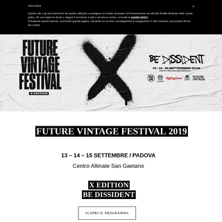 FUTURE VINTAGE FESTIVAL // 13-14-15 Settembre 2019 // Padova