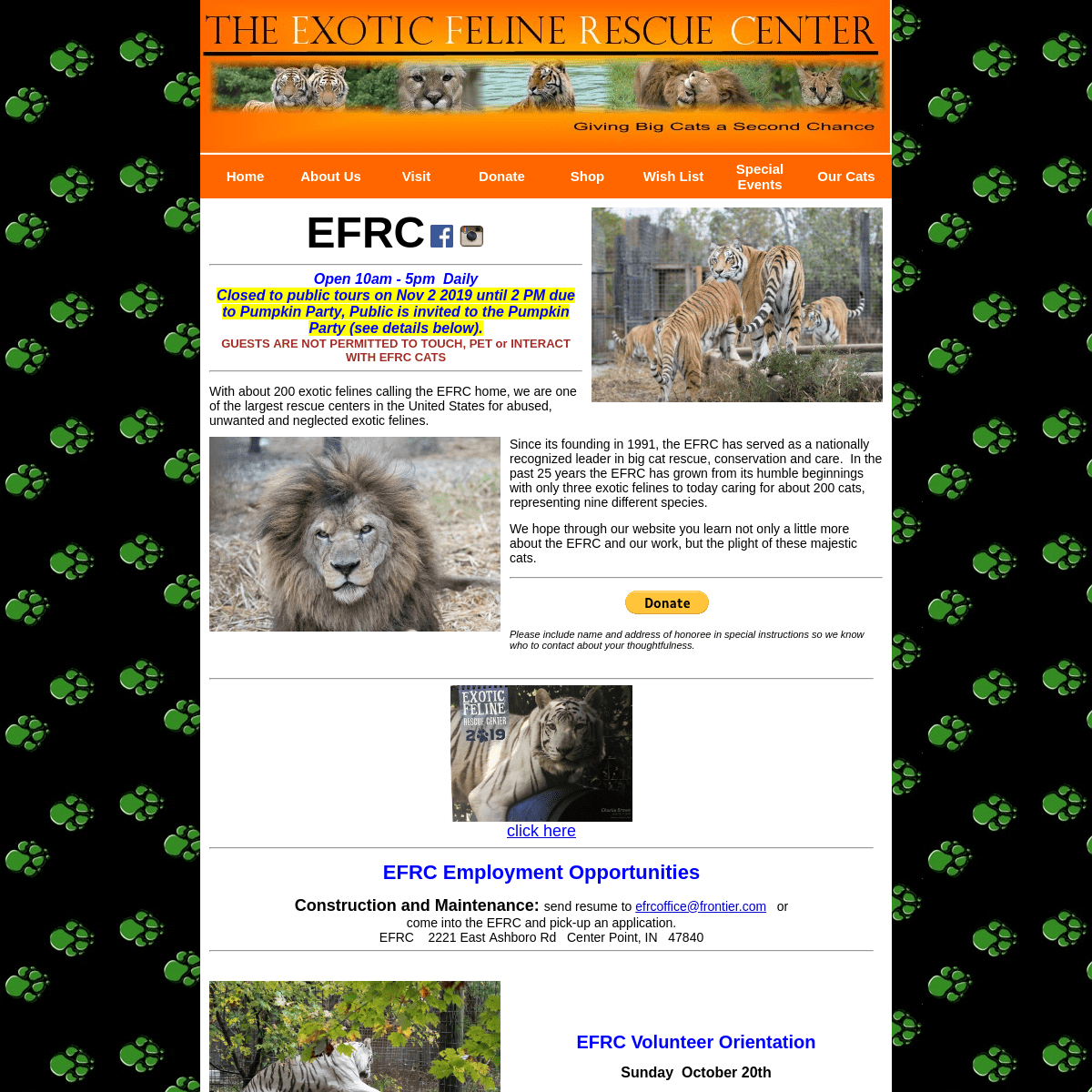 A complete backup of exoticfelinerescuecenter.org