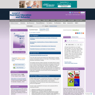 Home Page: Journal of Nutrition Education and Behavior 