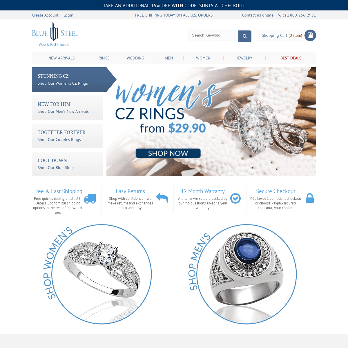 Stainless Steel, Tungsten, Sterling Silver and Titanium Jewelry | Blue Steel Jewelry