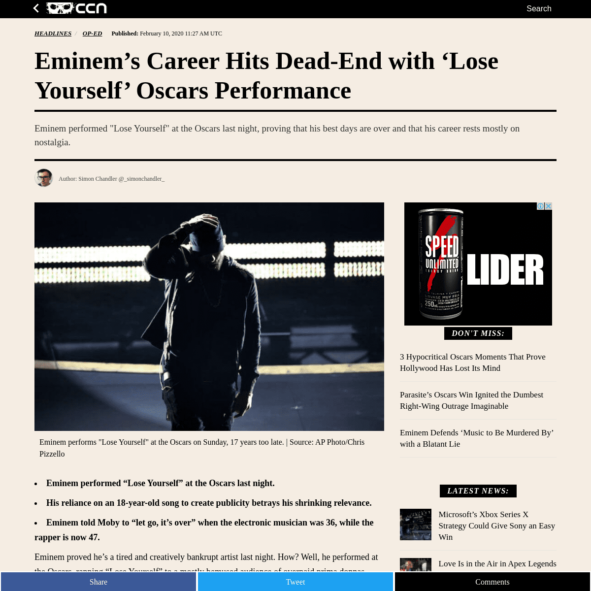 A complete backup of www.ccn.com/eminems-career-hits-dead-end-with-lose-yourself-oscars-performance/