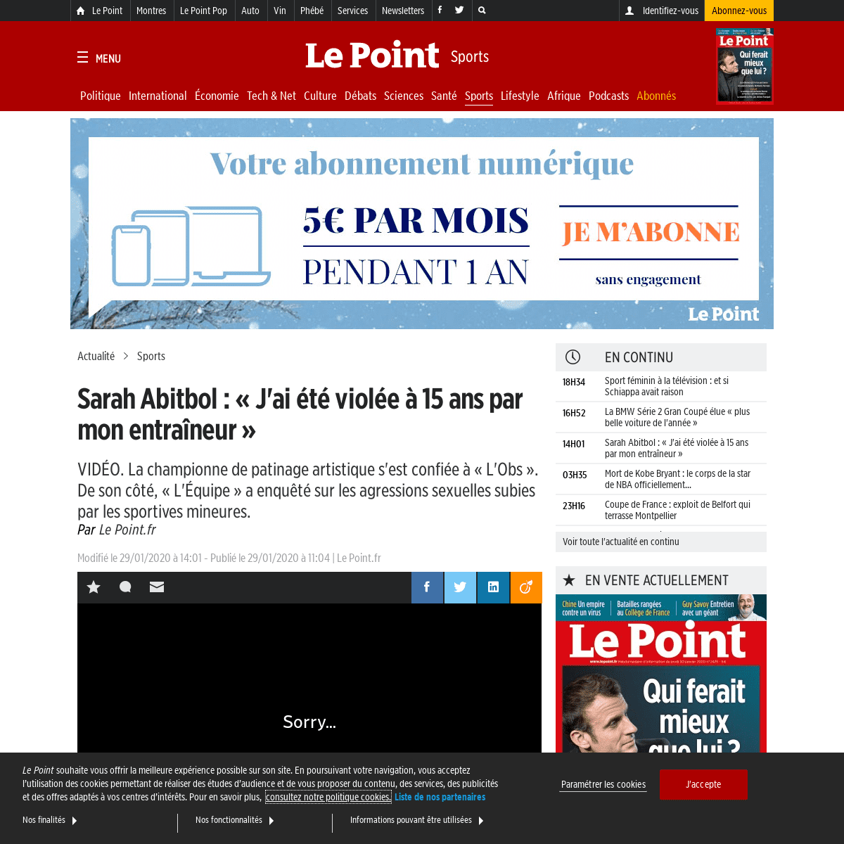 A complete backup of www.lepoint.fr/sport/sarah-abitbol-j-ai-ete-violee-a-15-ans-par-mon-entraineur-29-01-2020-2360241_26.php