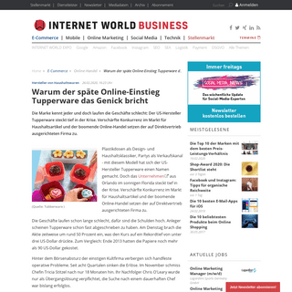 A complete backup of www.internetworld.de/e-commerce/online-handel/spaete-online-einstieg-tupperware-genick-bricht-2509158.html