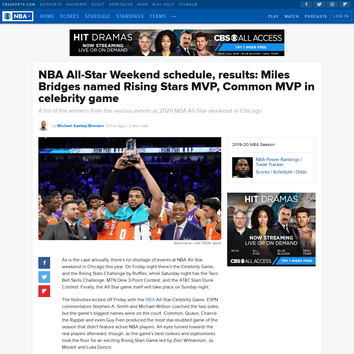 A complete backup of www.cbssports.com/nba/news/nba-all-star-weekend-schedule-results-miles-bridges-named-rising-stars-mvp-commo