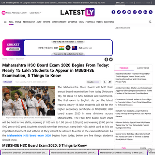 A complete backup of www.latestly.com/india/education/maharashtra-hsc-board-exam-2020-begins-from-today-nearly-15-lakh-students-
