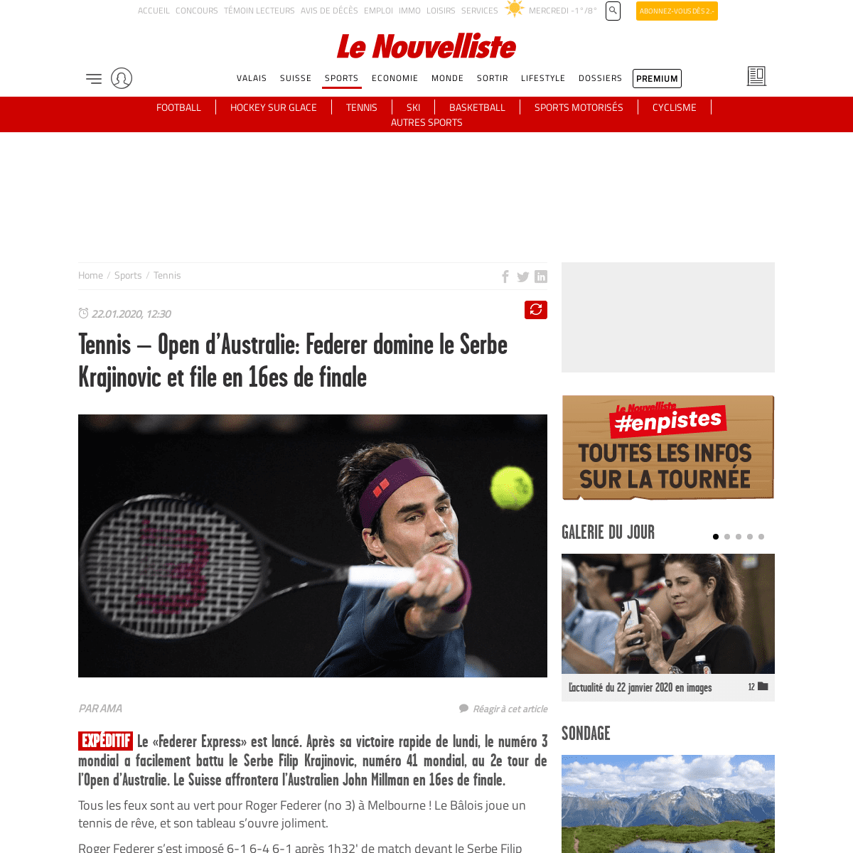 A complete backup of www.lenouvelliste.ch/articles/sports/tennis/tennis-open-d-australie-federer-domine-le-serbe-krajinovic-et-f