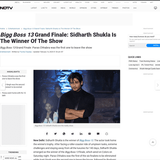 A complete backup of www.ndtv.com/entertainment/bigg-boss-13-grand-finale-sidharth-shukla-is-the-winner-of-the-show-2180809