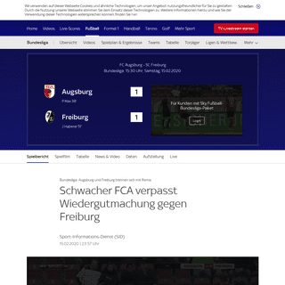A complete backup of sport.sky.de/fussball/augsburg-vs-freiburg/spielbericht/412926