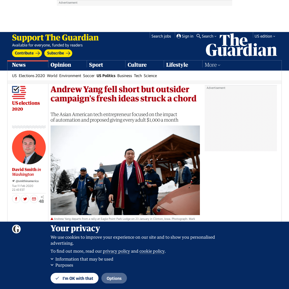 A complete backup of www.theguardian.com/us-news/2020/feb/11/andrew-yang-outsider-campaign-democratic-universal-basic-income
