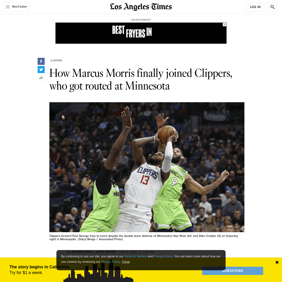A complete backup of www.latimes.com/sports/clippers/story/2020-02-08/clippers-get-routed-by-new-look-timberwolves